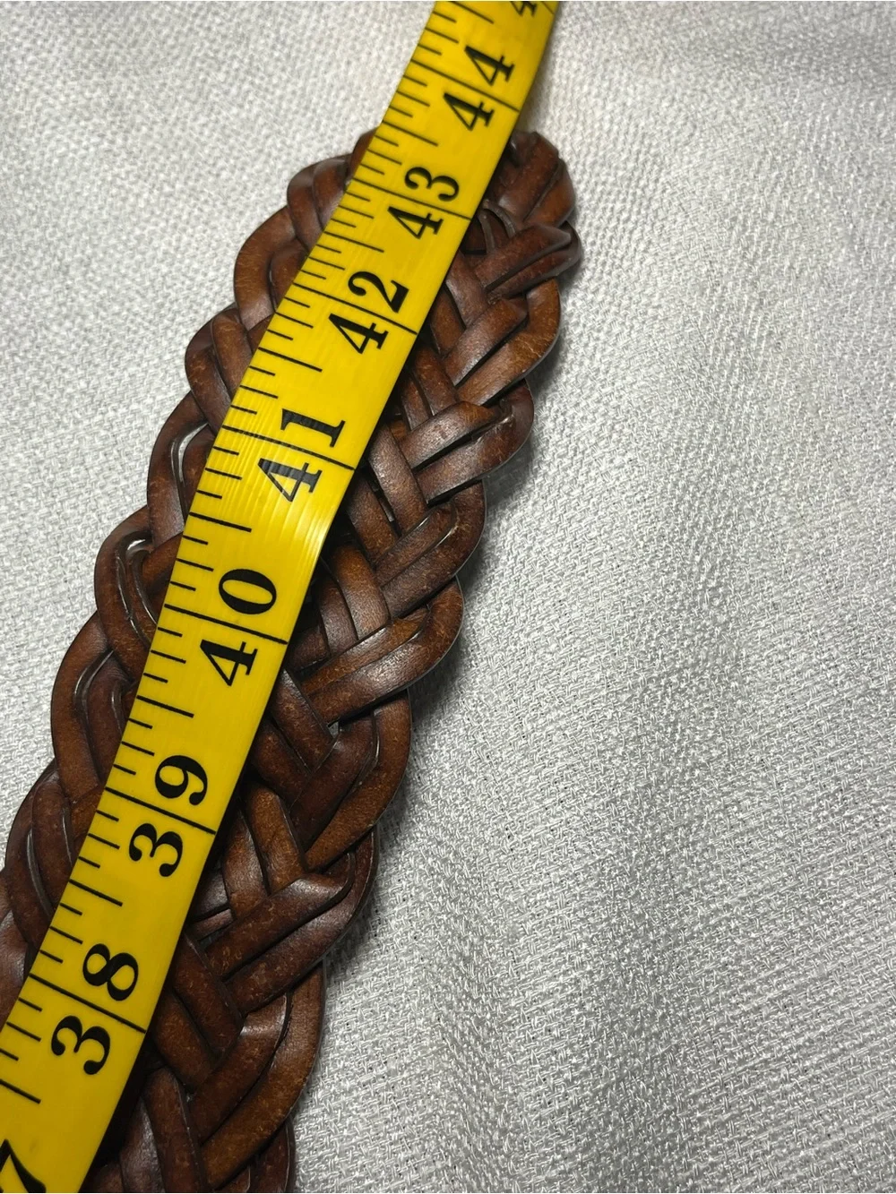 Brown Braided Leather Belt - Classic Tan Womens L